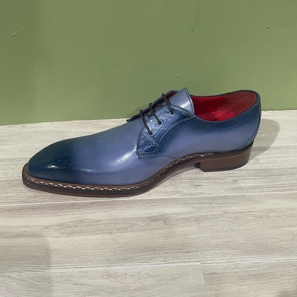 Fennix Italy Elegant Blue Leather calf/gator Men's Dress Shoes oxford - Picture 3 of 5